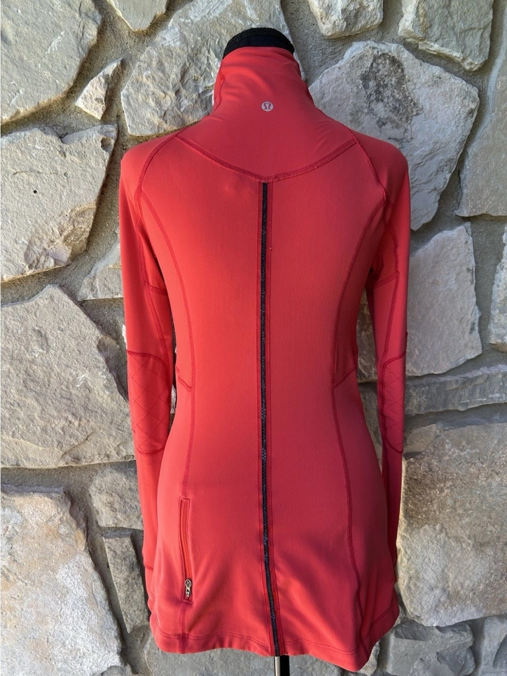 Lululemon Half Zip Pullover Jacket Size 6 Orange Red Quilted Long Sleeve EC - Picture 9 of 12